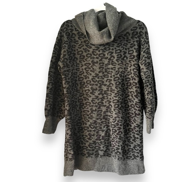 Anthropologie Emmy Cowl Neck Sweater Gray/black Leopard Tunic Size Small - Picture 7 of 9